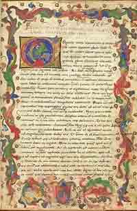 The first page of a manuscript of De oratore by Cicero, written and illuminated in Northern Italy in the 15th century, and preserved in the British Library