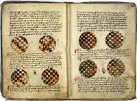 The Göttingen Model Book, dating to the mid-15th century, contains instructions for the ornamentation of books and the creation of pigments. These methods can be seen in practice in several early Gutenberg Bibles. (View Larger)