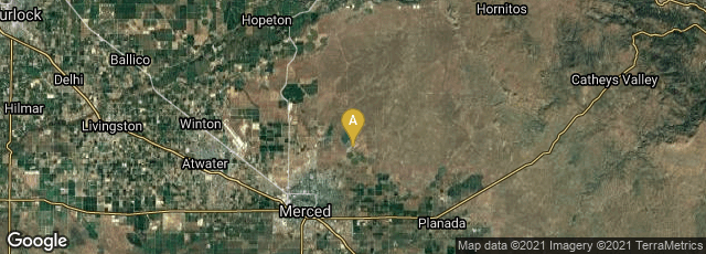 Detail map of Merced, California, United States