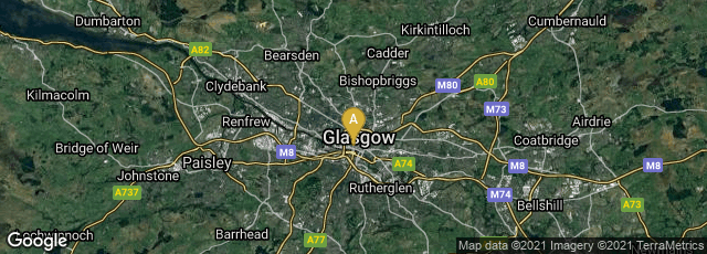 Detail map of Glasgow, Scotland, United Kingdom