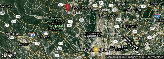 Detail map of Washington, District of Columbia, United States,Bethesda, Maryland, United States