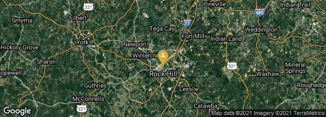 Detail map of Rock Hill, South Carolina, United States