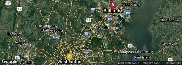 Detail map of Washington, District of Columbia, United States,Baltimore, Maryland, United States