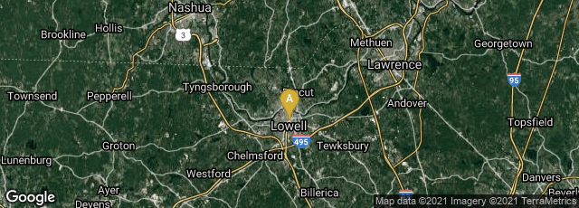 Detail map of Lowell, Massachusetts, United States