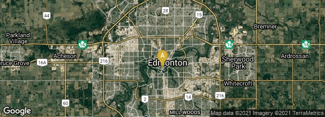 Detail map of Edmonton, Alberta, Canada