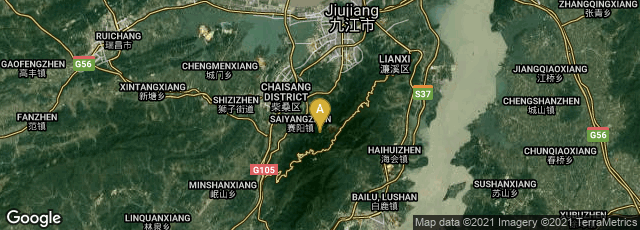 Detail map of Lushan Shi, Jiujiang Shi, Jiangxi Sheng, China