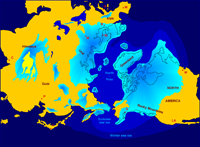 The extent of glacial ice during the Pleistocene epoch. (View Larger)