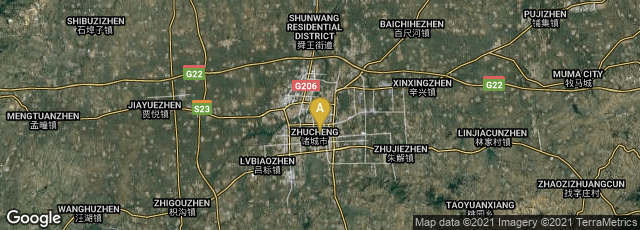 Detail map of Zhucheng Shi, Weifang Shi, Shandong Sheng, China