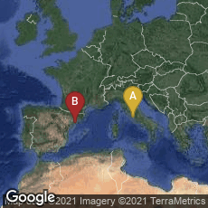 Overview map of Roma, Lazio, Italy,Tarragona, Catalunya, Spain