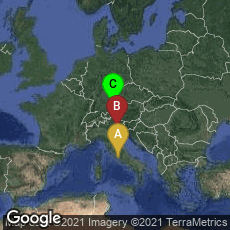 Overview map of Roma, Lazio, Italy,Venezia, Veneto, Italy,Maxvorstadt, München, Bayern, Germany
