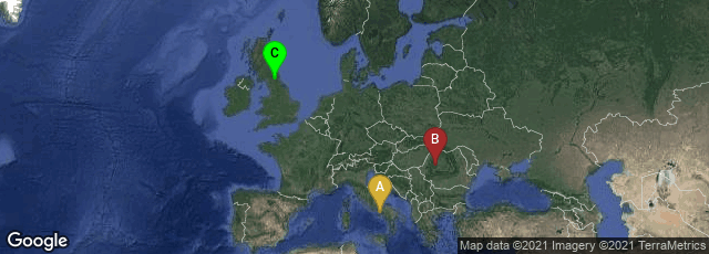 Detail map of Ercolano, Campania, Italy,Roșia Montană, Județul Alba, Romania,Hexham, England, United Kingdom