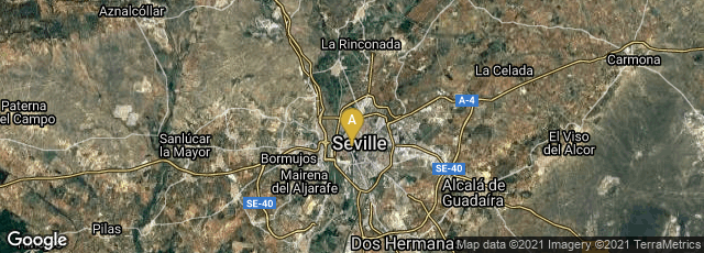 Detail map of Sevilla, Andalucía, Spain
