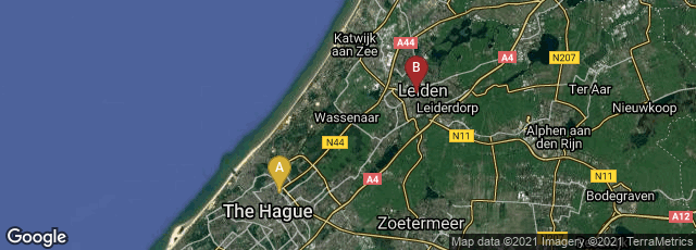 Detail map of Centrum, Den Haag, Zuid-Holland, Netherlands,Maredorp, Leiden, Zuid-Holland, Netherlands