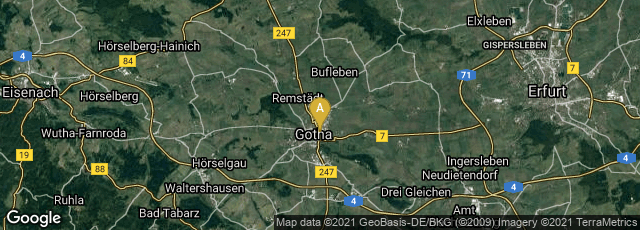 Detail map of Gotha, Thüringen, Germany