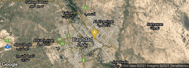 Detail map of Baghdad, Al Saadoon Park, Baghdad Governorate, Iraq