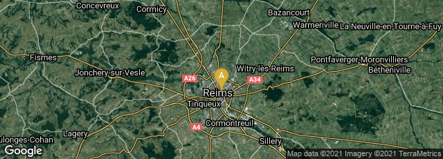 Detail map of Reims, Grand Est, France
