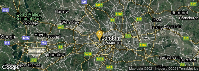 Detail map of London, England, United Kingdom