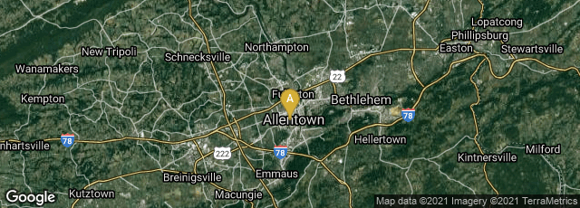 Detail map of Allentown, Pennsylvania, United States