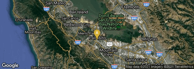 Detail map of Palo Alto, California, United States