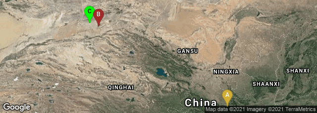 Detail map of Maiji Qu, Tianshui Shi, Gansu Sheng, China,Dunhuang Shi, Jiuquan Shi, Gansu Sheng, China,China, Dunhuang Shi, Jiuquan Shi