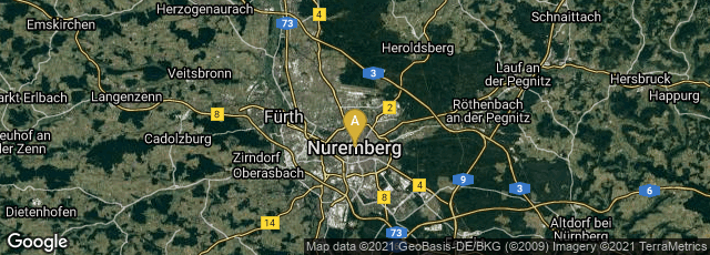 Detail map of Mitte, Nürnberg, Bayern, Germany