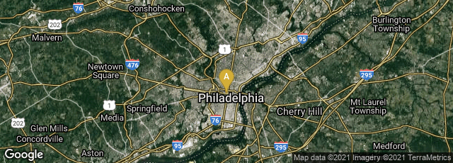 Detail map of Philadelphia, Pennsylvania, United States