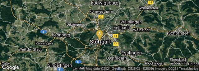 Detail map of Stuttgart-Mitte, Stuttgart, Baden-Württemberg, Germany