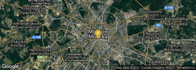 Detail map of Tsentralnyy administrativnyy okrug, Moskva, Russia