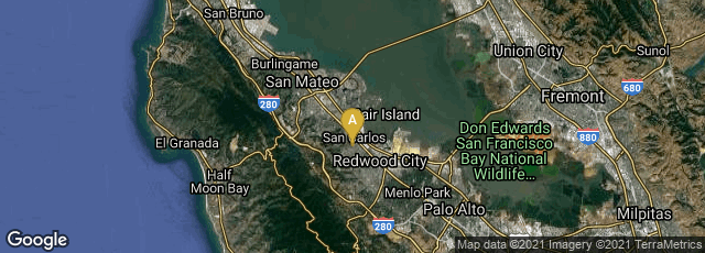 Detail map of San Carlos, California, United States