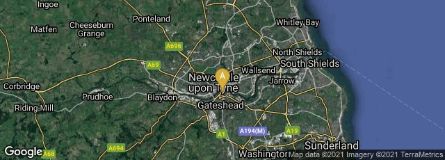 Detail map of Gateshead, England, United Kingdom
