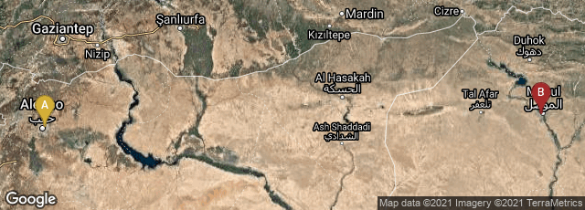 Detail map of Midan, Aleppo, Aleppo Governorate, Syria,Hayy An Nabijarjis, Mosul, Nineveh Governorate, Iraq