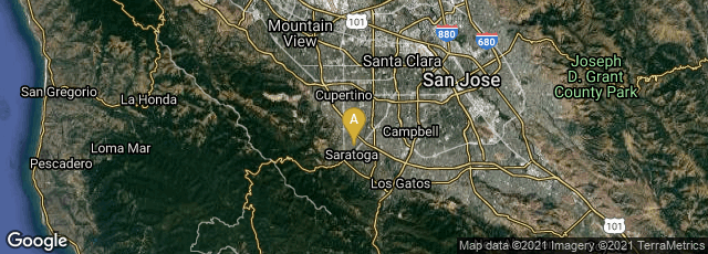 Detail map of Saratoga, California, United States