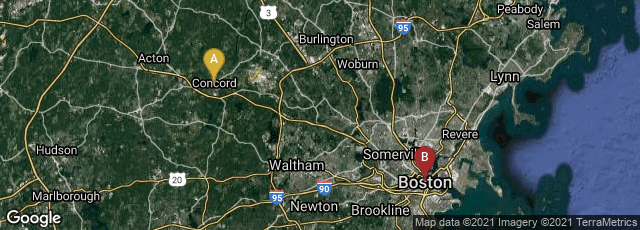 Detail map of Concord, Massachusetts, United States,Boston, Massachusetts, United States