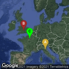 Overview map of Bologna, Emilia-Romagna, Italy,Oxford, England, United Kingdom,Paris, Île-de-France, France