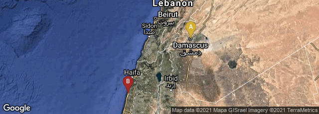 Detail map of Al Qanawat, Damascus, Damascus Governorate, Syria,Caesarea, Haifa District, Israel