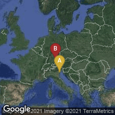 Overview map of Venezia, Veneto, Italy,Augsburg-Innenstadt, Augsburg, Bayern, Germany