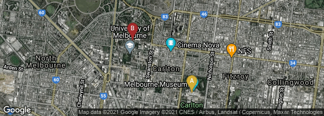 Detail map of Carlton, Victoria, Australia,Parkville, Victoria, Australia