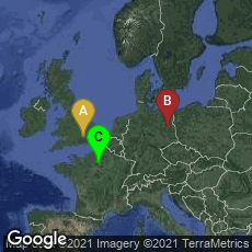 Overview map of London, England, United Kingdom,Bezirk Friedrichshain-Kreuzberg, Berlin, Berlin, Germany,Paris, Île-de-France, France