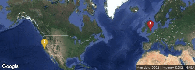 Detail map of Stanford, California, United States,Cambridge, England, United Kingdom