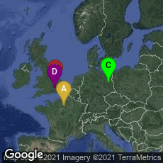 Overview map of Paris, Île-de-France, France,Cambridge, England, United Kingdom,Mitte, Berlin, Berlin, Germany,London, England, United Kingdom