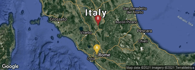 Detail map of Roma, Lazio, Italy,Acquasparta, Umbria, Italy