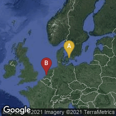 Overview map of København V, København, Denmark,Leiden, Zuid-Holland, Netherlands