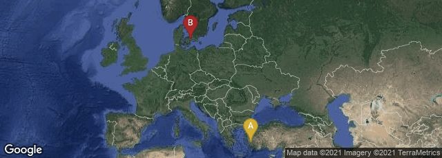 Detail map of Aydın, Turkey,København V, København, Denmark