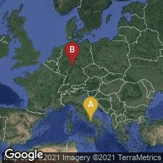 Overview map of Capua, Campania, Italy,Fulda, Hessen, Germany