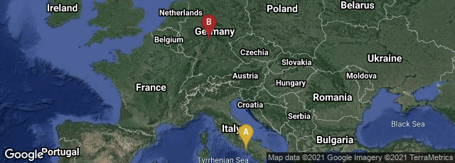 Detail map of Capua, Campania, Italy,Fulda, Hessen, Germany