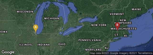 Detail map of Chicago, Illinois, United States,Chicopee, Massachusetts, United States