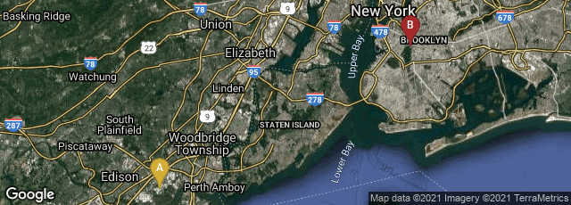 Detail map of Edison, New Jersey, United States,Brooklyn, New York, United States
