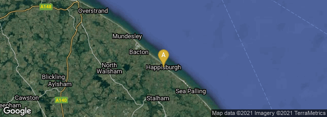 Detail map of Happisburgh, Norwich, England, United Kingdom
