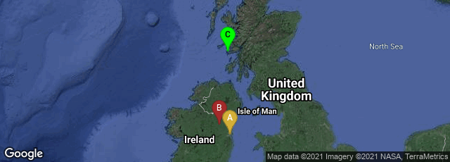 Detail map of Dublin 1, County Dublin, Ireland,Kells, County Meath, Ireland,Isle of Iona, Scotland, United Kingdom