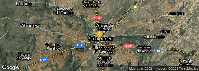 Detail map of Salamanca, Castilla y León, Spain